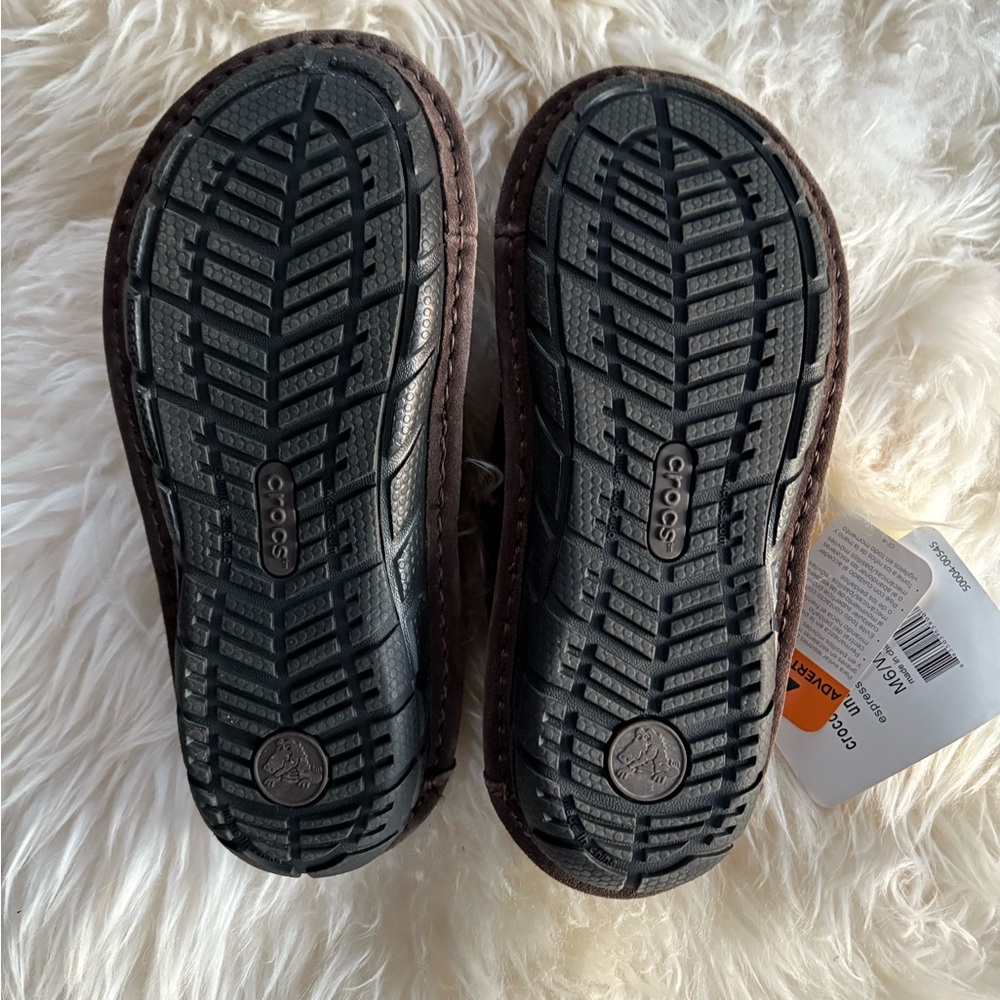 Crocs Brown Suede Slip-On Shoes - Picture 2 of 3